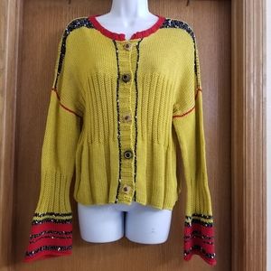 Lynne McNulty Mustard Yellow Cardigan Sweater M